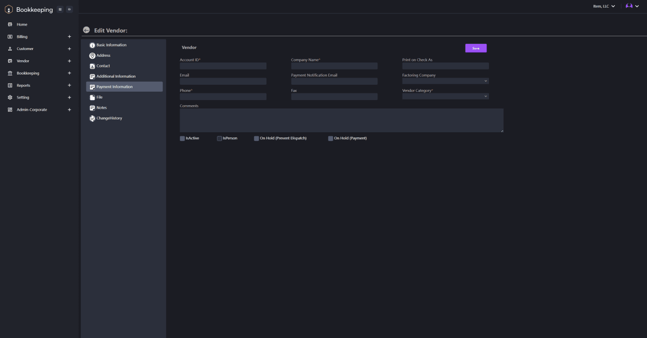 BK AP Setup of Account
