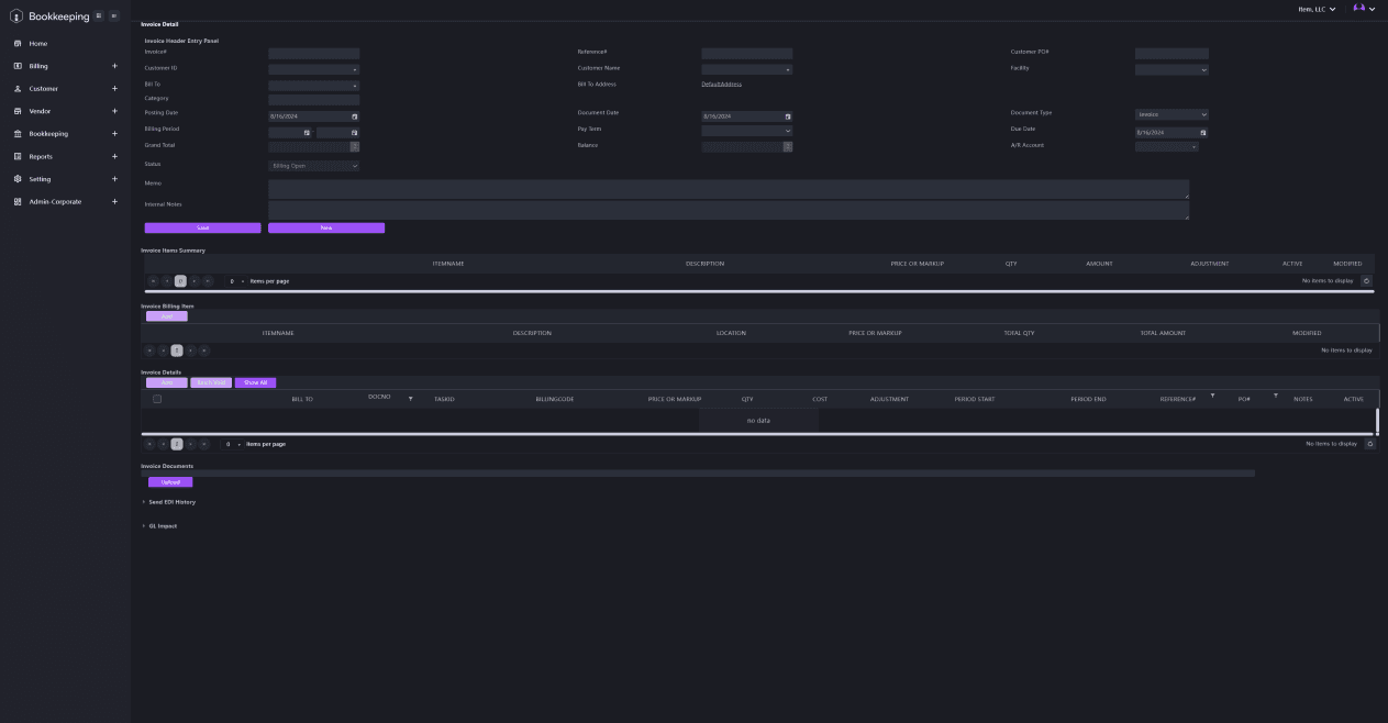 BK Generating Invoices