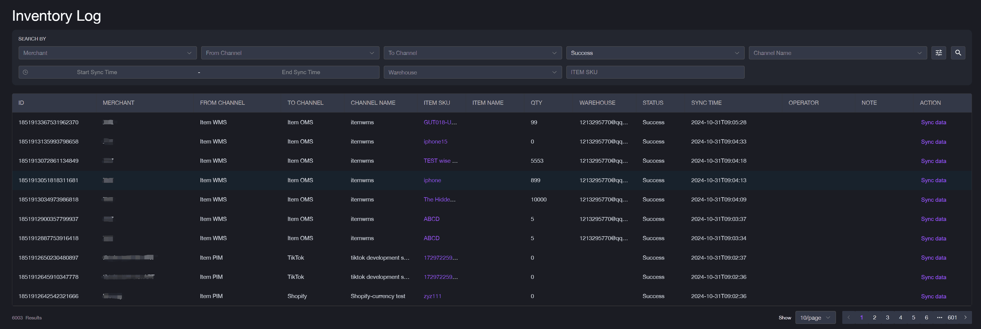 Inventory Log