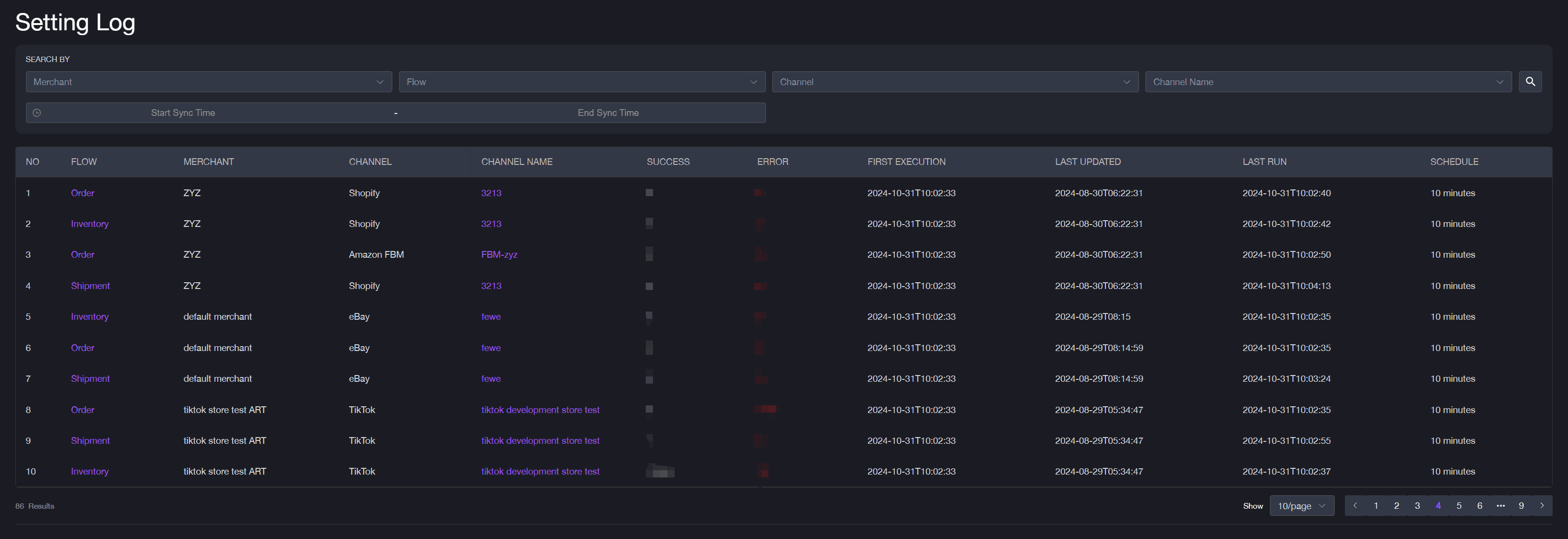 Setting Log