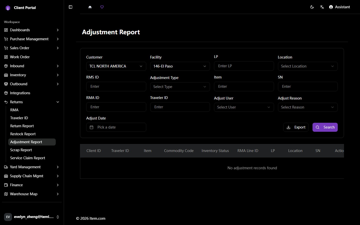Adjustment Report