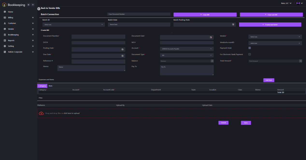 BK AP Setup of Account