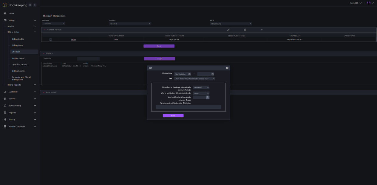 BK Billing Setup Checklist