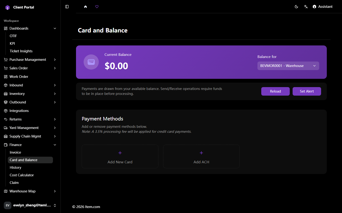 Card and Balance