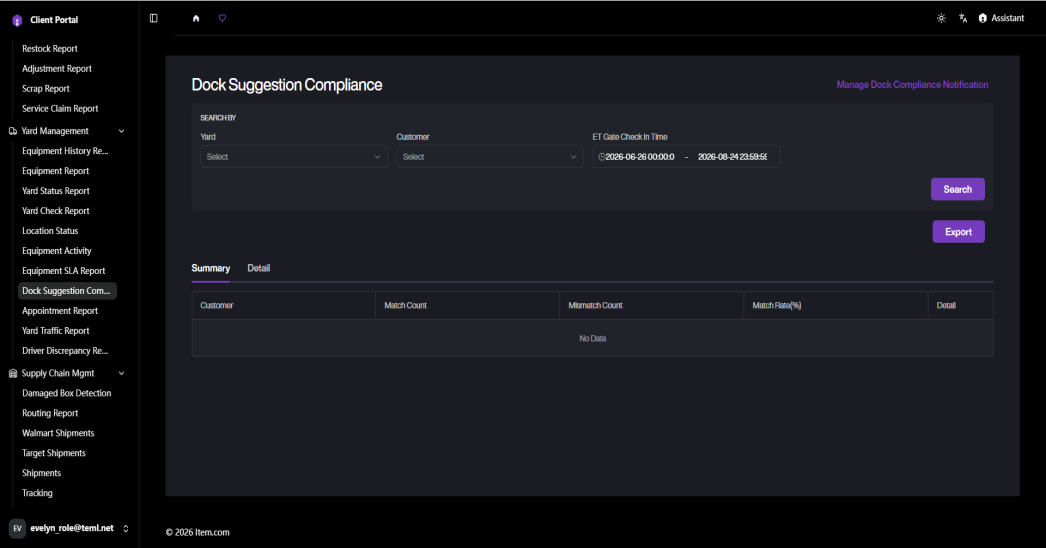 Dock Suggestion Compliance