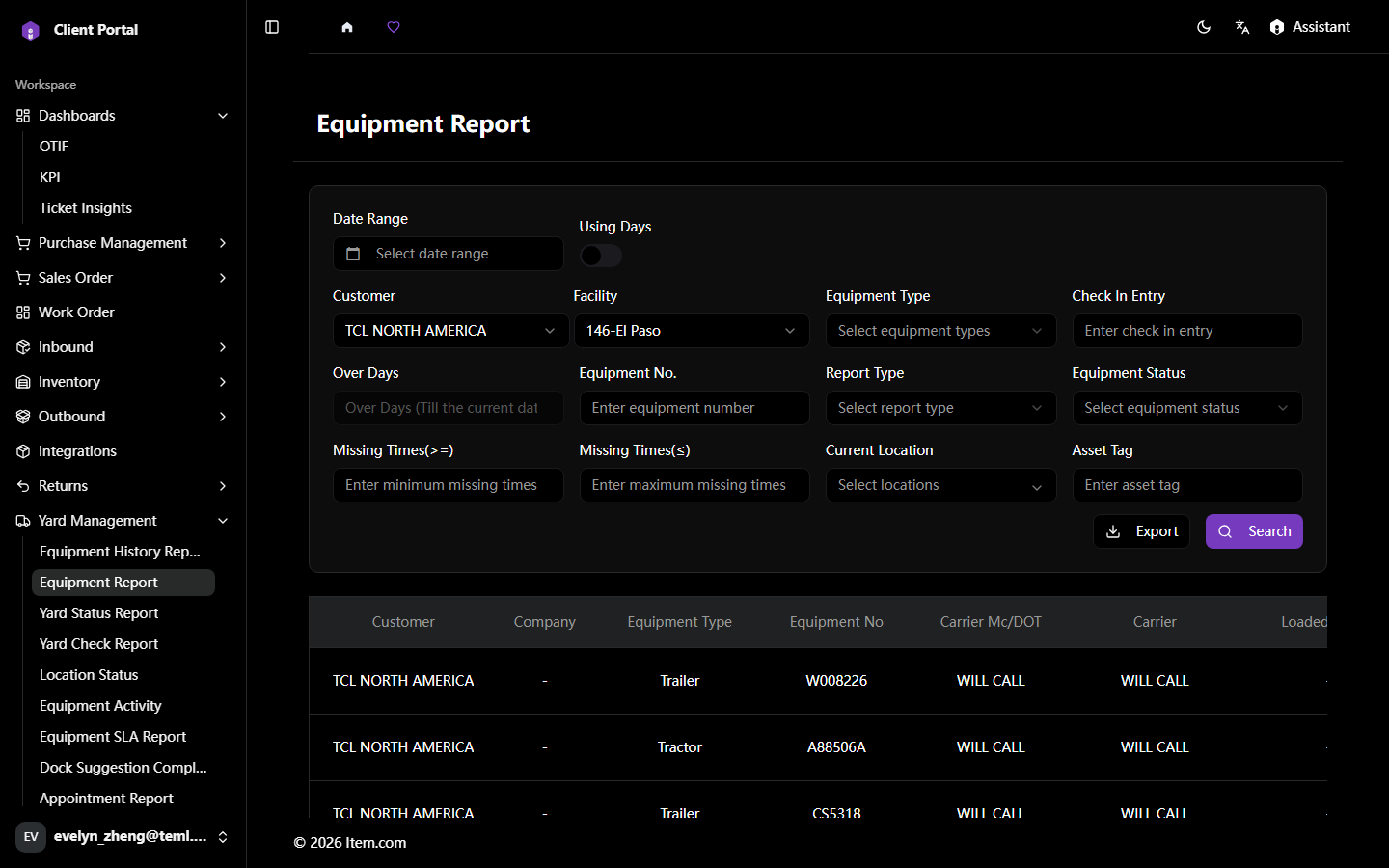 Equipment Report