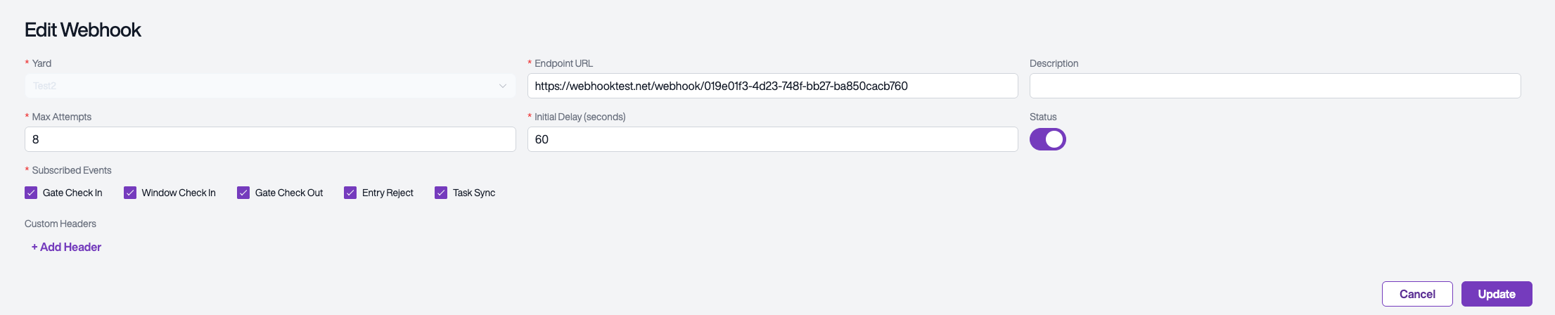 Edit Webhook