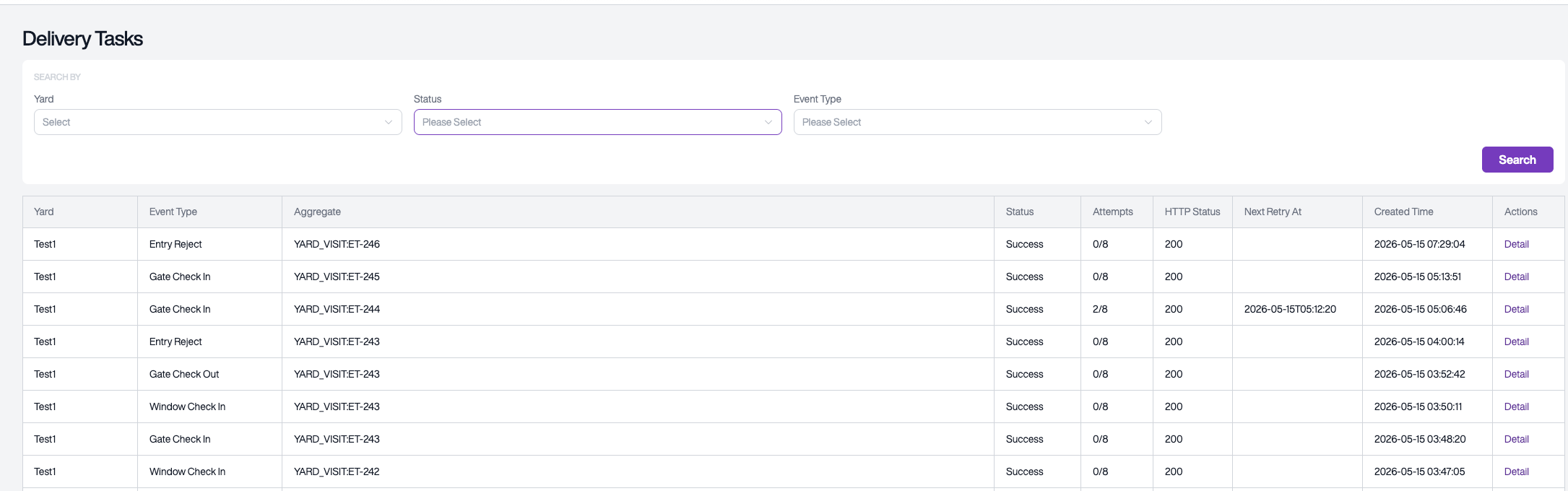 Delivery Records List