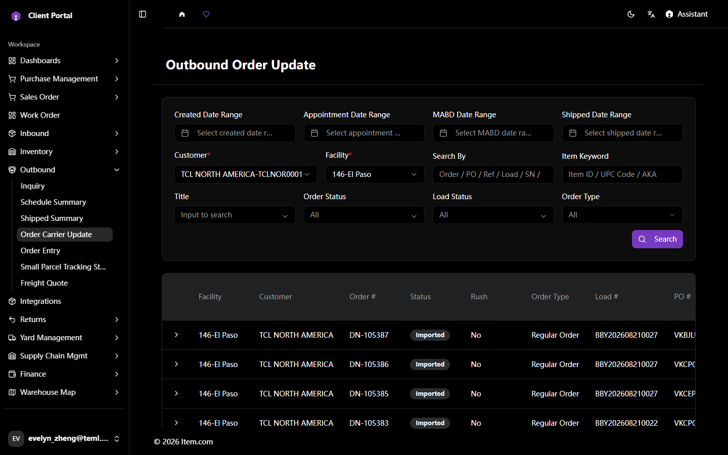 Order Carrier Update