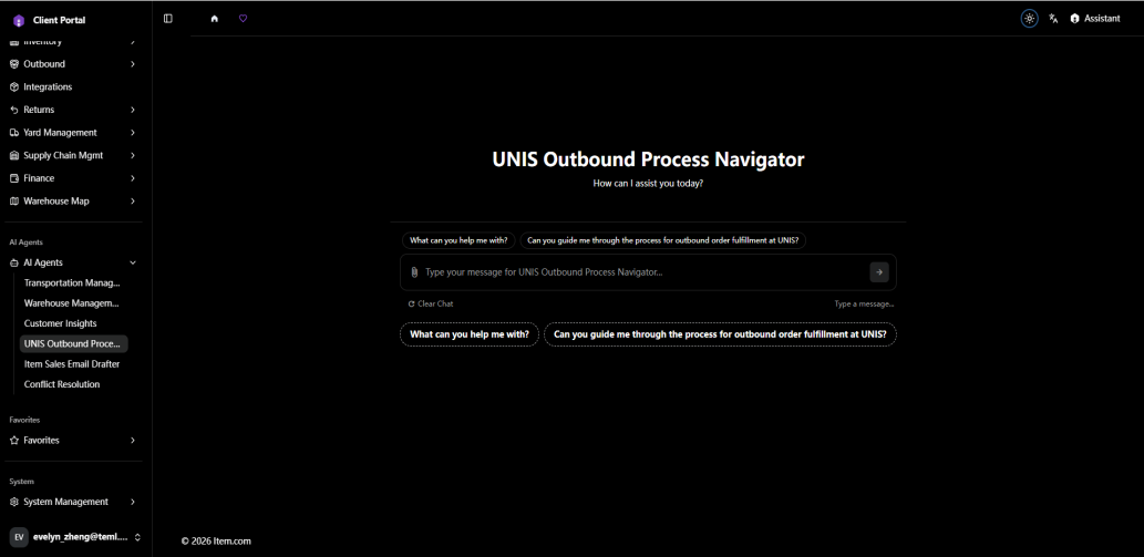 UNIS Outbound Process Navigator